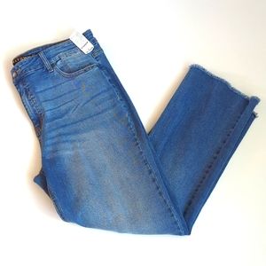 Tinseltown Ripped crop straight leg Raw hem Jeans